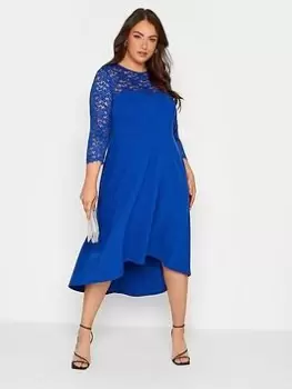 Image of Yours Lace High Low Dress, Blue, Size 20, Women
