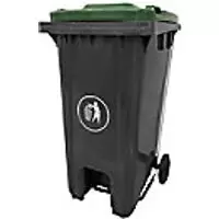 Image of GPC Pedal Wheeled Bin Grey with Green Lid 120L