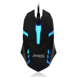 Image of Jedel (M66) Wired Optical LED Gaming Mouse, 1000 DPI, USB, Black, 7 Colour LED Modes
