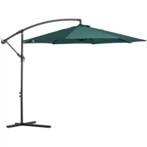 Image of 3m Steel Cantilever Umbrella Parasol Sun Shade Patio Hanging Banana - Dark Green - Outsunny