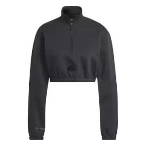 Image of adidas Zip Crop Sweatshirt Womens - Black