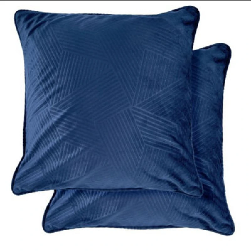 Image of New Edge Blinds Deco Collection Soft Velvet Geometric Cushion Cover in Blue Size: 43cm x 43cm Blue Unisex 43cm x 43 cm