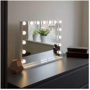 Image of Jack Stonehouse - At Home Comforts Hollywood Landscape Mirror - 15 LED bulbs - White/silver