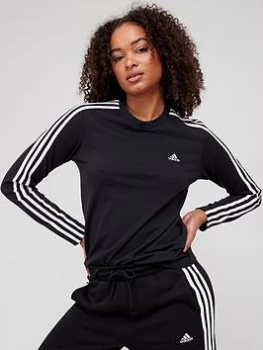Image of adidas 3 Stripes Long Sleeve Tee - Black Size XL Women