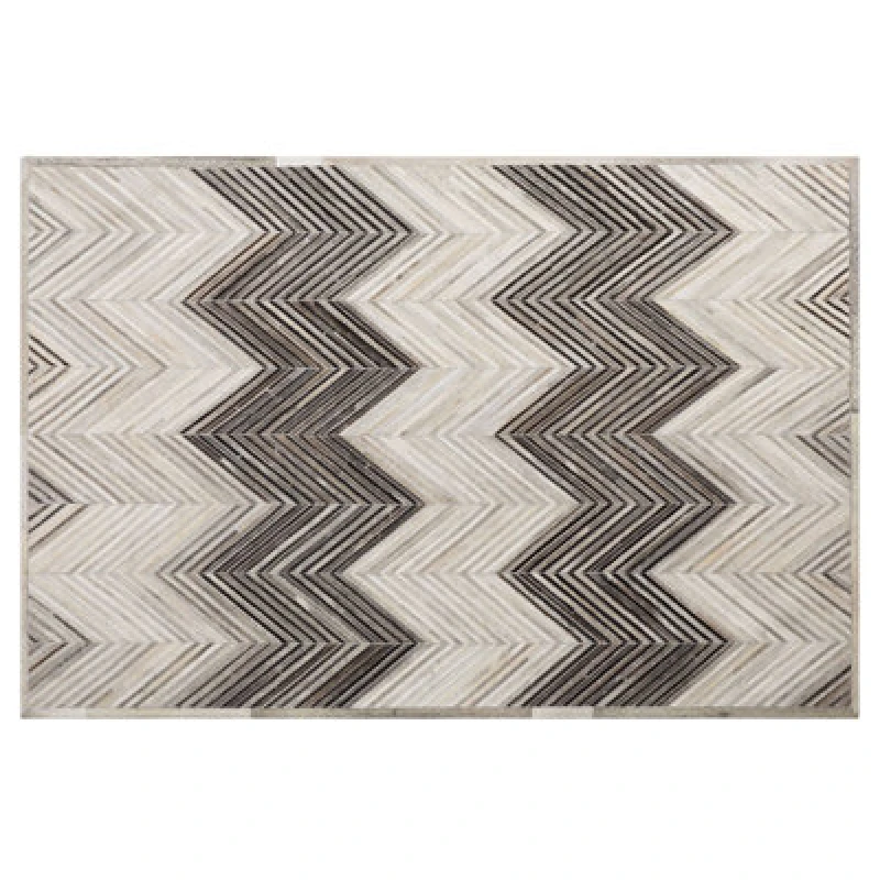 Image of Beliani Rug Aytepe Grey 140 X 200 Cm Leather