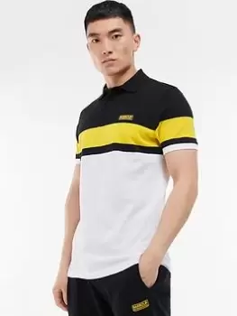 Image of Barbour International Attach Colour Block Polo Shirt - White, Size 2XL, Men
