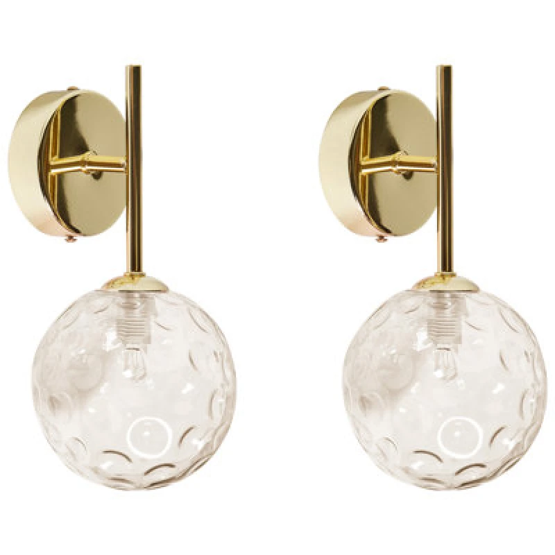 Image of Beliani Set Of 2 Wall Lamps Anadyr Glass Beige