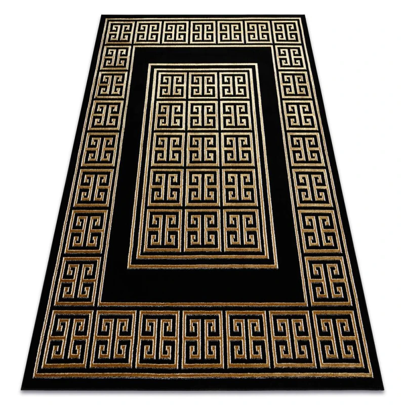 Image of RugsX Carpet Allure 1968 Greek Key, Frame - Structural, Stylish, Glamour Black / Gold 200X290 Cm