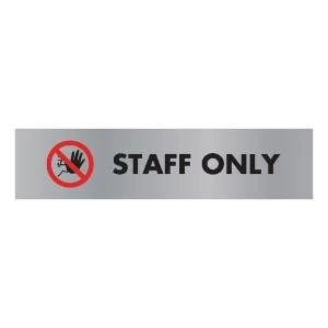 Image of Acrylic Sign Staff Only Aluminium 190x45mm SR22365