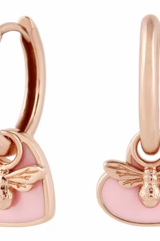 Image of You have my Heart Huggie Hoops Pink & Rose Gold Earrings OBJLHE41