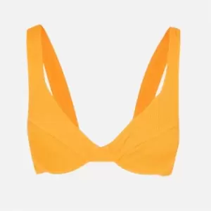 Image of Missguided Fuller Bust Crinkle Underwire Bikini Top - Orange