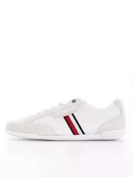 Image of Tommy Hilfiger Corporate Mix Leather Trainers, White, Size 12, Men