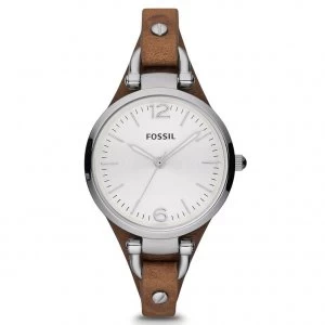 Image of Fossil Ladies Georgia Brown Leather Cuff Watch