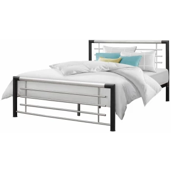 Image of Birlea - Faro Metal Bed - Black & Silver - 4ft Small Double