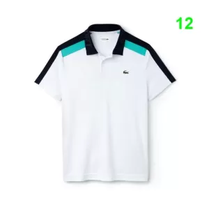 Image of Mens Lacoste SPORT Jersey Golf Polo Size 5 - L White / Navy Blue