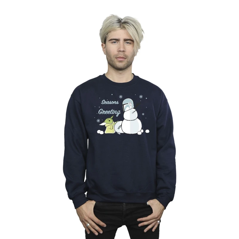 Image of Star Wars Star Wars Men Seasons Greetings Sweatshirt in Navy Size: Small Navy S Male 5063376851473
