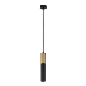 Image of Knoxville 5.6cm Long Slim Pendant Ceiling Light Sandy Black, Gold Aluminium LED GU10 1x10W - Merano