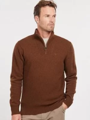 Image of Barbour Essential Lambswool Half Zip, Sand, Size L, Men