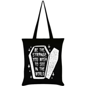 Image of Grindstore Be The Strange You Wish To See In The World Tote Bag (One Size) (Black/White) - Black/White