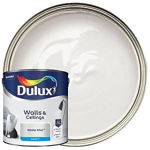 Image of Dulux Walls & Ceilings White Mist Matt Emulsion Paint 2.5L