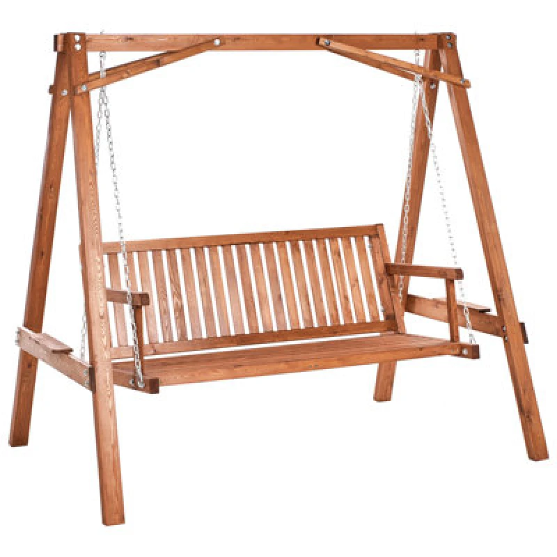 Image of Beliani Patio Swing Ficarella Larch Wood Brown