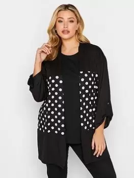 Image of Yours Block Detail Polka Dot Cardigan - Black, Size 30-32, Women