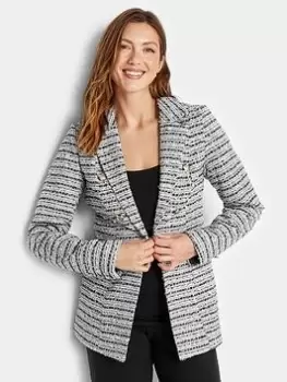 Image of Long Tall Sally Black And White Boucle Blazer, Black, Size 16, Women
