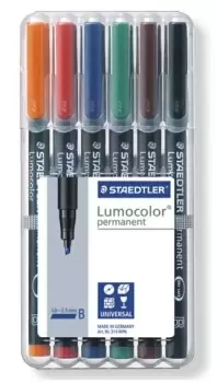 Image of Staedtler 314 WP6 permanent marker Black, Blue, Brown, Green,...
