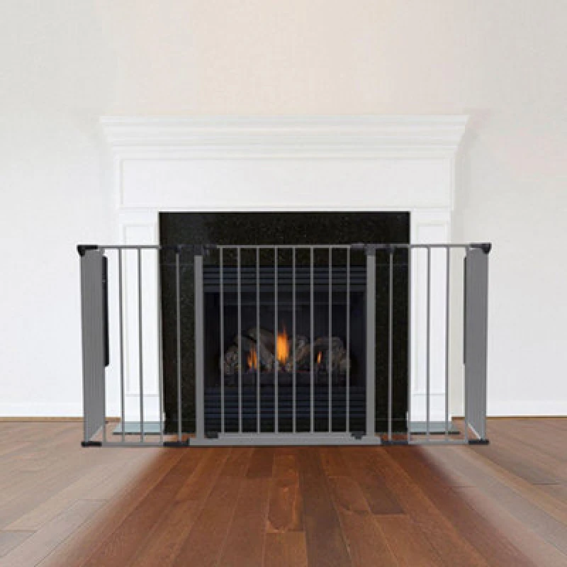 Image of Safetots Multi Panel Fire Surround, 51Cm Deep X 138Cm Wide, Grey, 70Cm Tall, Child And Pet Safety, Baby And Toddler Fire Guard
