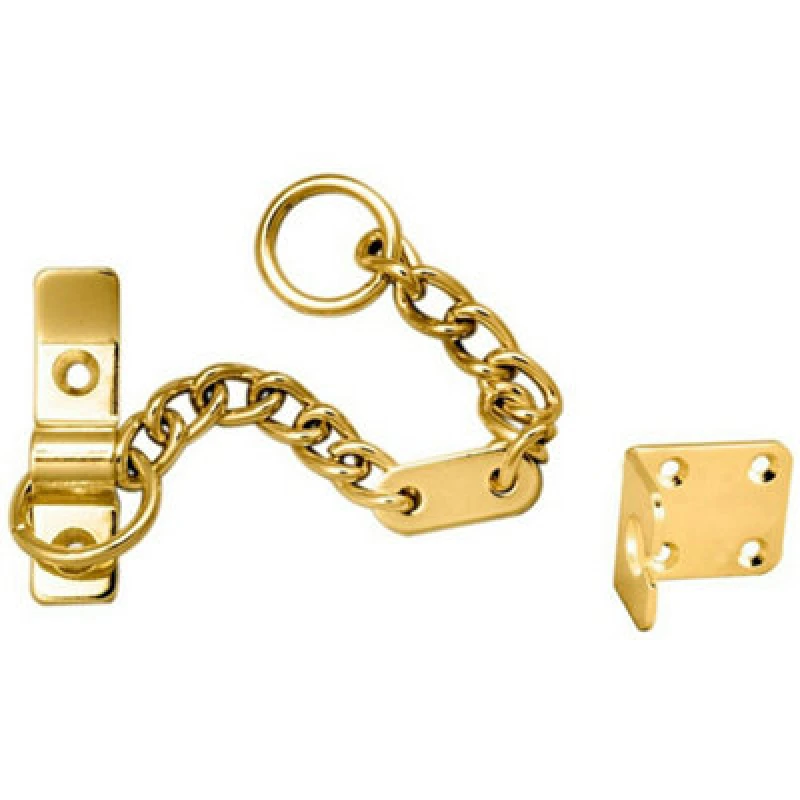 Image of Loops Heavy Duty Door Security Chain 195.5mm Length Electro Brassed Door Restrictor Metallics