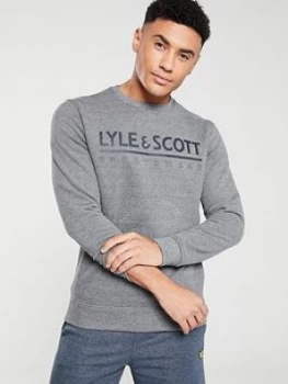 Image of Lyle & Scott Fitness Logo Crew Neck Mid Layer - Mid Grey Marl, Mid Grey Marl, Size 2XL, Men