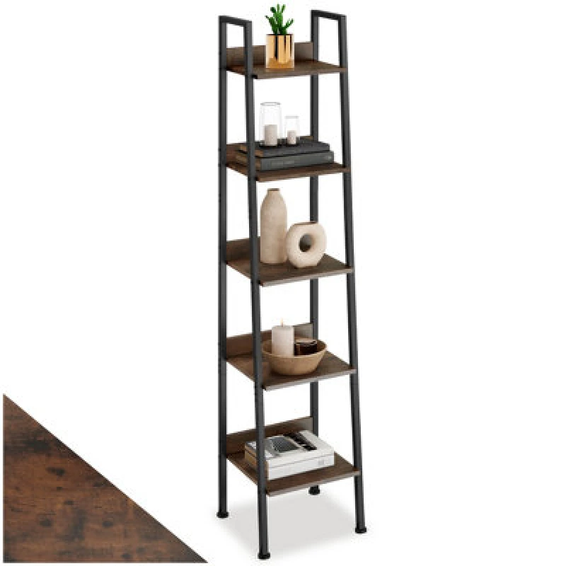 Image of Tectake Shelving Unit - Industrial Style, Free-Standing, With Up To 5 Tiers 35,5 X 31,5 X 170,5cm - Industrial Wood Dark, Rustic