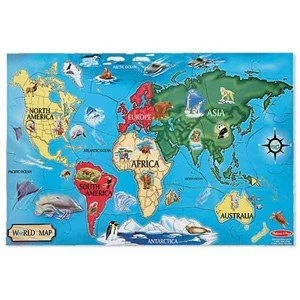 Image of Melissa and Doug World Map Floor Puzzle 33 Pieces