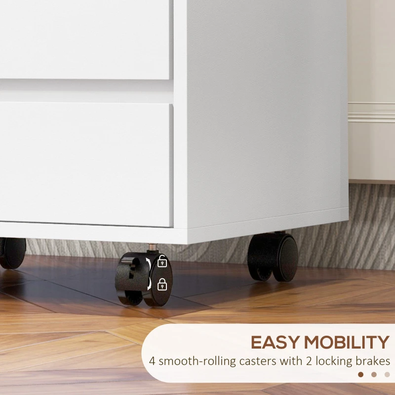 Image of HOMCOM Mobile Vertical Filing Cabinet with 4 Drawers for Home Office, White White