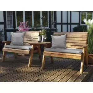 Image of Charles Taylor Twin Bench Set Straight with Grey Cushions