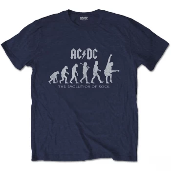 Image of AC/DC - Evolution of Rock Unisex Medium T-Shirt - Blue