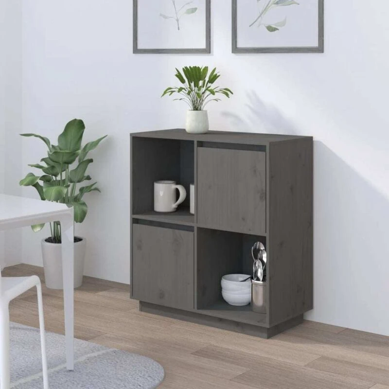 Image of VIDAXL Sideboard Grey 74x35x80cm Solid Wood Pine Vidaxl 8720286923320
