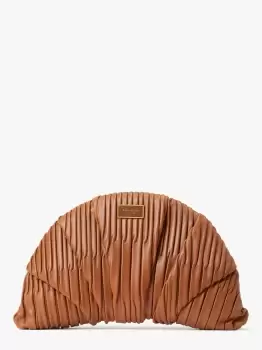 Image of Kate Spade Patisserie Pleated Smooth Leather 3D Croissant Clutch, Allspice Cake, One Size