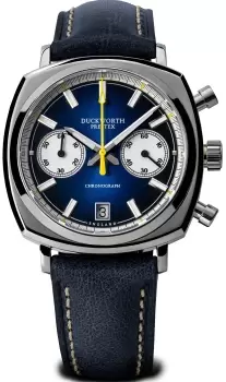 Image of Duckworth Prestex Watch Chronograph 42 Blue Blue Leather