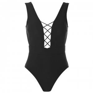 Image of Ted Baker Lattice V Cut Swimsuit - Black