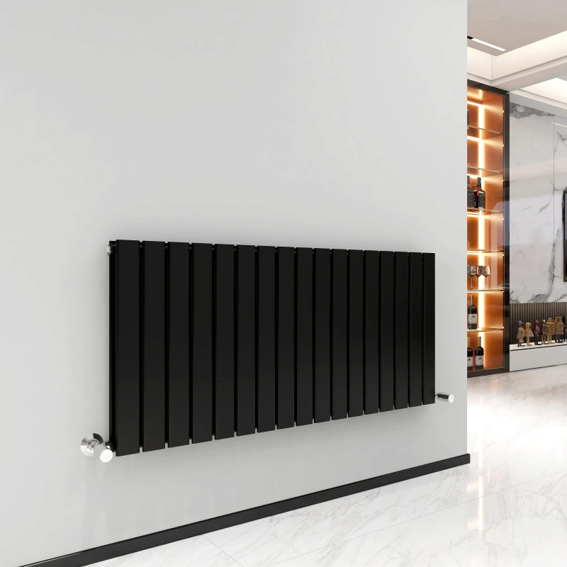 Image of MCC DIRECT Mcc Direct - 600 x 1156mm Double Designer Flat Panel Central Heating Radiator matt Black HD1623