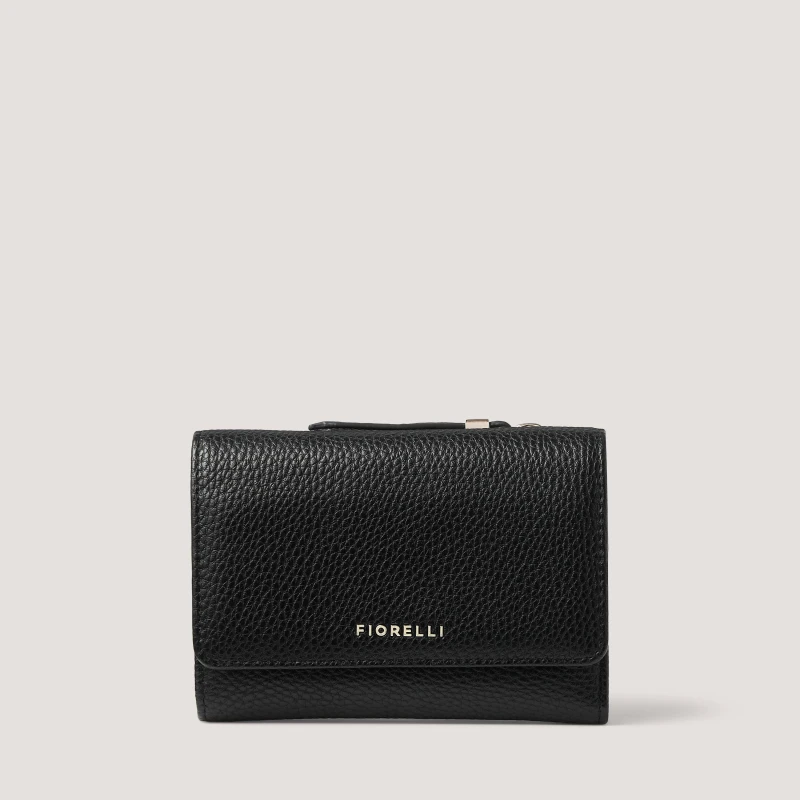 Image of Fiorelli Womens Logo Snap Closure Billfold Wallet BLACK female One Size
