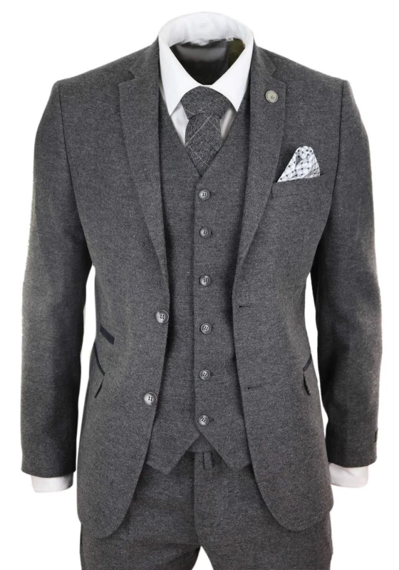Image of Oliver Tweed 3 Piece Wool Tweed Vintage Retro Suit Grey