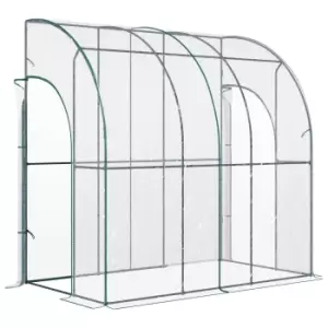 Image of Outsunny 214 X 118 X 212Cm Walk-in Lean To Wall Tunnel Pvc Greenhouse With Doors