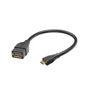 Image of Hama USB 2.0 Adapter cable OTG, micro B plug - A socket, 15 cm, black