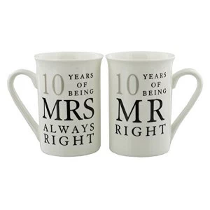 Image of Amore By Juliana Mr & Mrs Mug Set - 10 Years