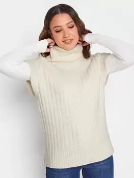 Image of Long Tall Sally Ivory Rib Neck Vest, Cream, Size 10-12, Women