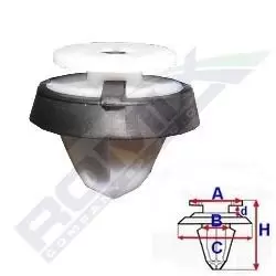 Image of ROMIX Clip, trim-/protection strip C60438 VW,SKODA,SEAT,Caddy III Kombi (2KB, 2KJ, 2CB, 2CJ),TOURAN (1T3),Caddy III Kastenwagen (2KA, 2KH, 2CA, 2CH)