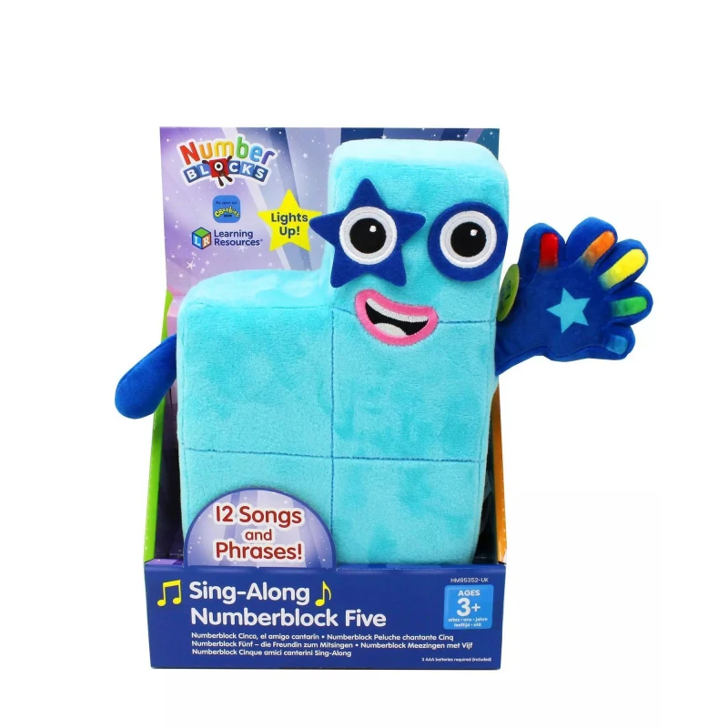 Image of Learning Resources Sing-Along Numberblock Five Plush Interactive Toy, Counting Toy - Age 3+
