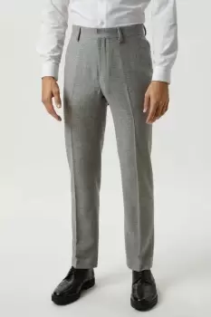 Image of Slim Fit Light Grey Crosshatch Tweed Suit Trousers